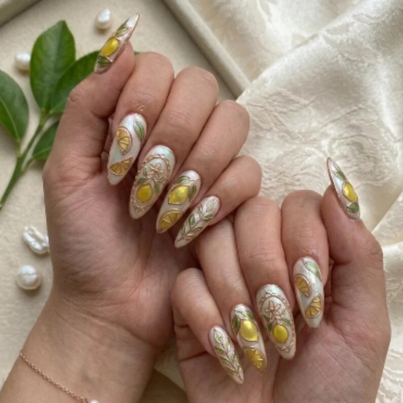 3d rose gold, stained glass design, press on nails, custom press on nails, fake nails, Nails Art, stained glass nails, gold press on nails, 3d press on nails, luxury press on nails, handmade press on nails