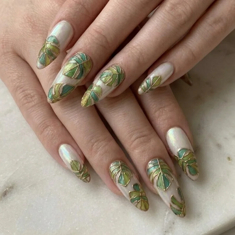 rose gold nails, iridescent nails, press on nails, custom press on nails, fake nails, Nails Art, stained glass nails, gold press on nails, 3d press on nails, luxury press on nails, handmade press on nails
