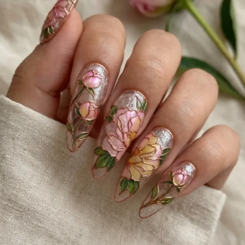press on nails, hand painted nails, custom press on nails, fake nails, Nails Art, stained glass nails, gold press on nails, 3d press on nails, luxury press on nails, handmade press on nails