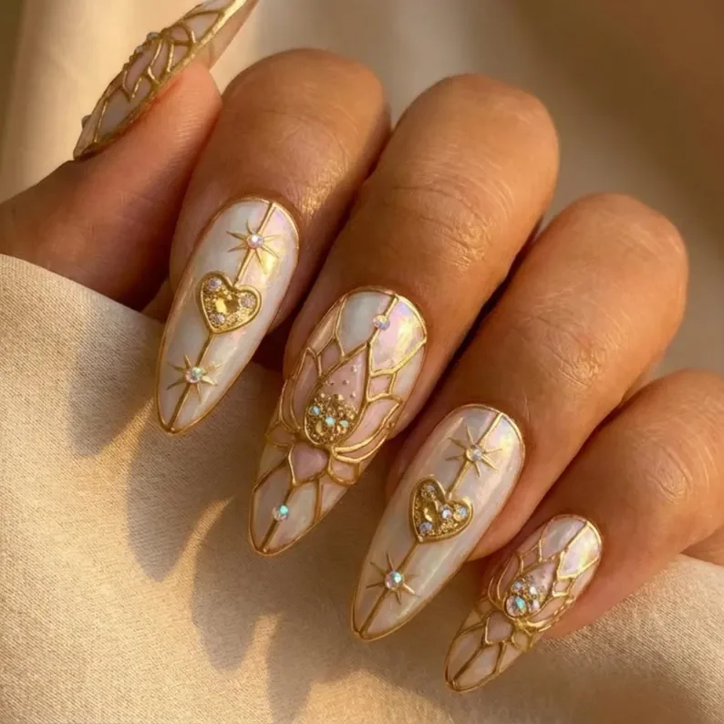 press on nails, custom press on nails, fake nails, Nails Art, stained glass nails, gold press on nails, 3d press on nails, luxury press on nails, handmade press on nails