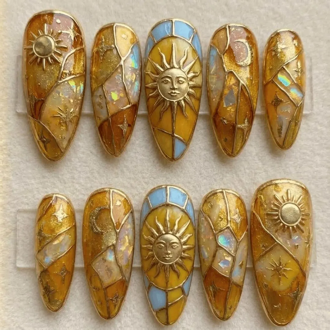 press on nails, custom press on nails, fake nails, Nails Art, stained glass nails, gold press on nails, 3d press on nails, luxury press on nails, handmade press on nails