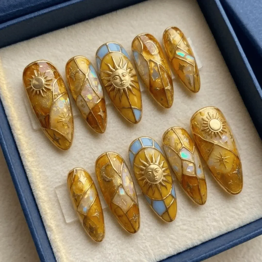 press on nails, custom press on nails, fake nails, Nails Art, stained glass nails, gold press on nails, 3d press on nails, luxury press on nails, handmade press on nails