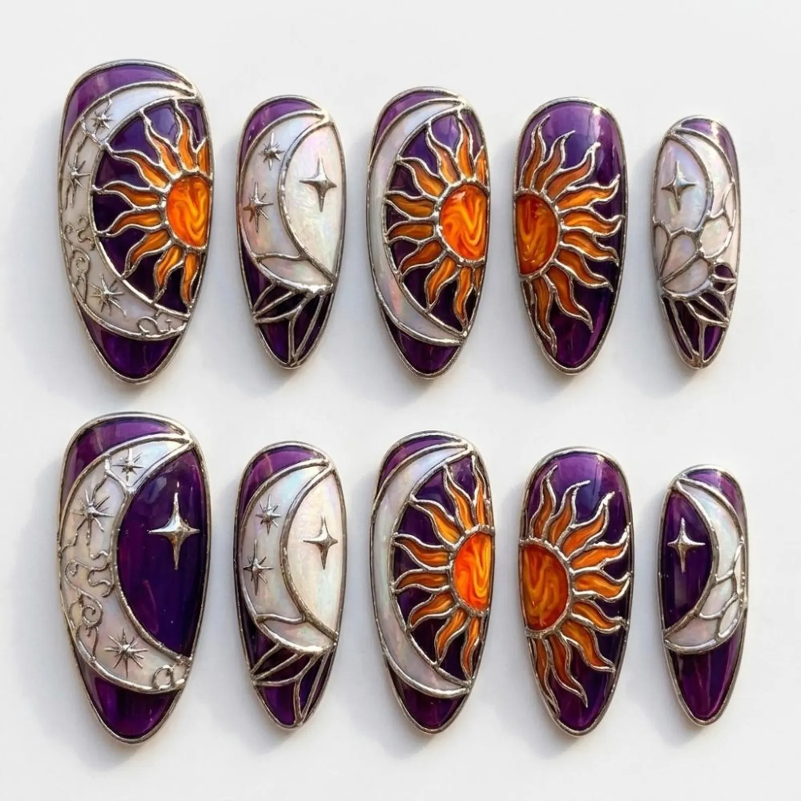 press on nails, celestial gothic, custom press on nails, fake nails, Nails Art, stained glass nails, gold press on nails, 3d press on nails, luxury press on nails, handmade press on nails