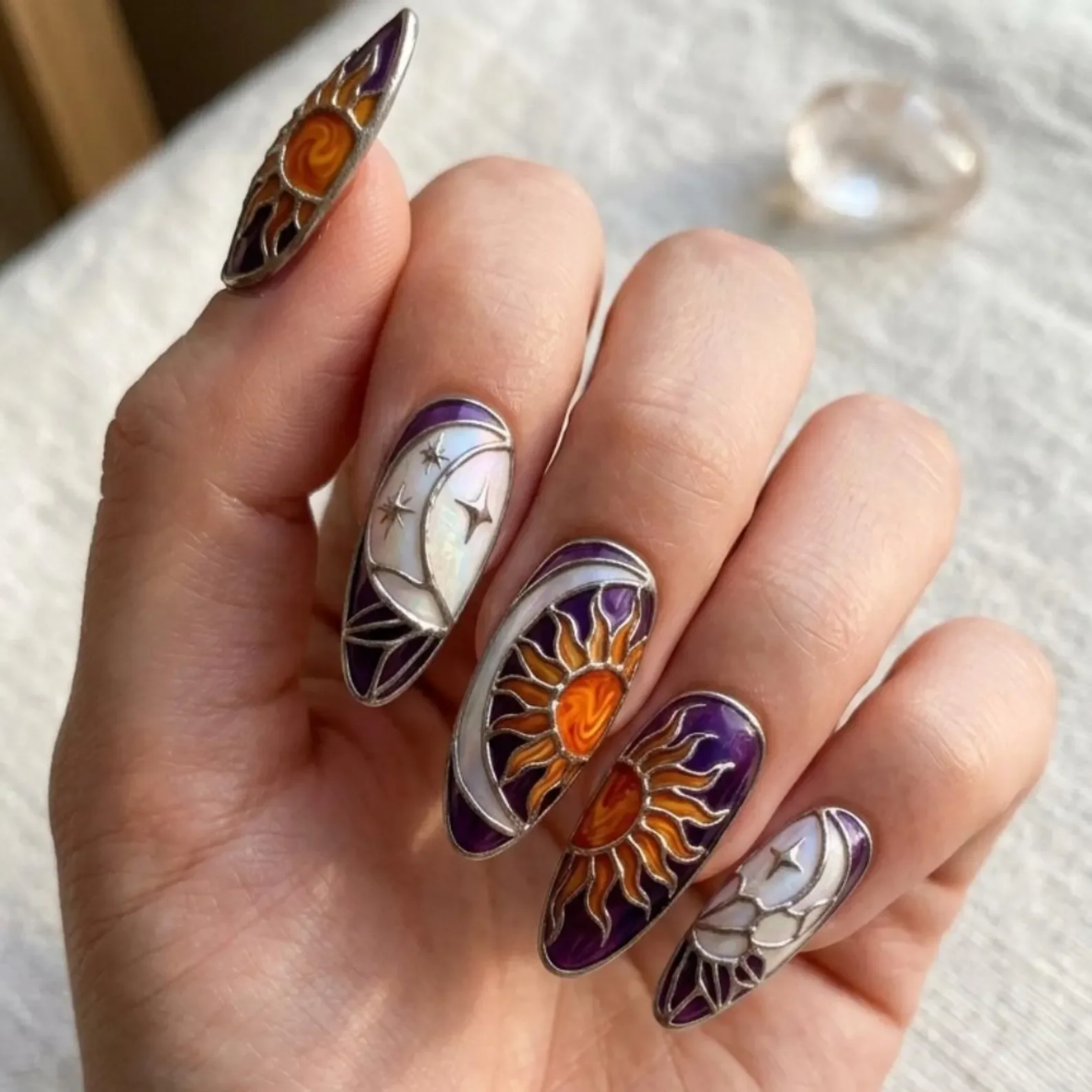 press on nails, celestial gothic, custom press on nails, fake nails, Nails Art, stained glass nails, gold press on nails, 3d press on nails, luxury press on nails, handmade press on nails