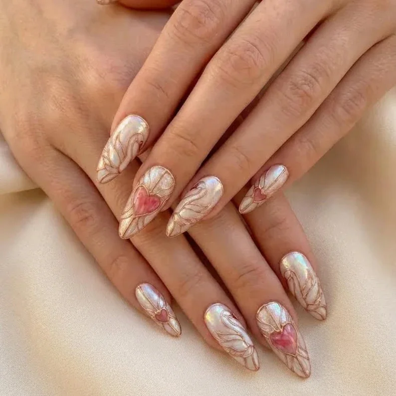 press on nails, rose gold filigree, custom press on nails, fake nails, Nails Art, stained glass nails, gold press on nails, 3d press on nails, luxury press on nails, handmade press on nails