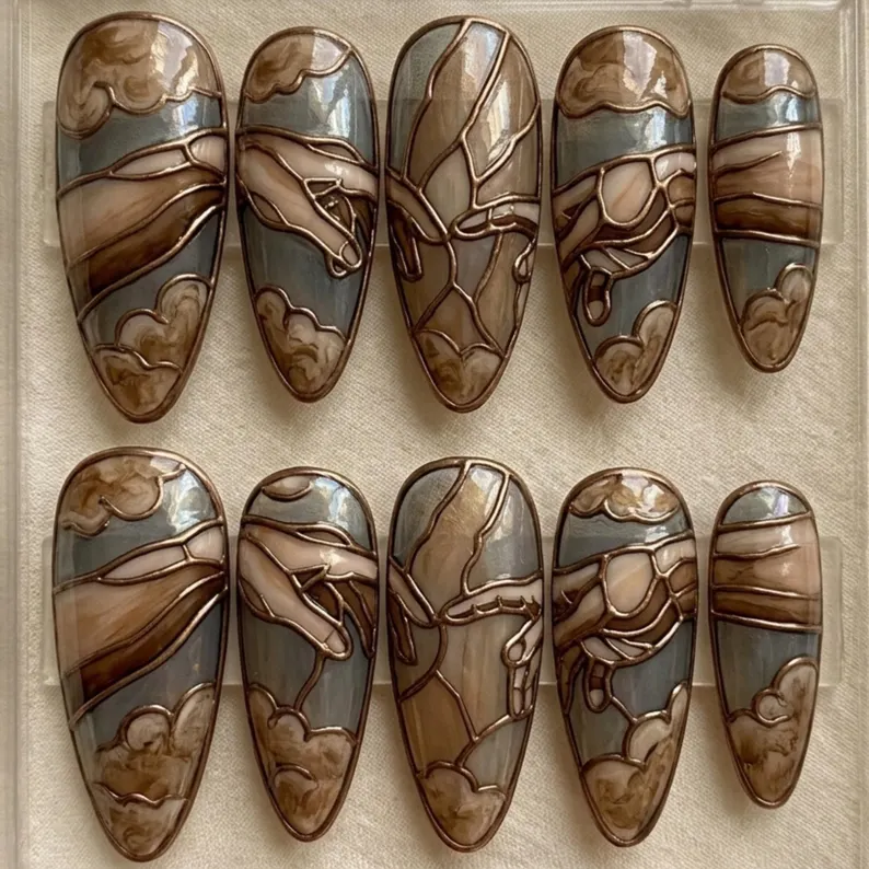 press on nails, custom press on nails, fake nails, Nails Art, stained glass nails, gold press on nails, 3d press on nails, luxury press on nails, handmade press on nails