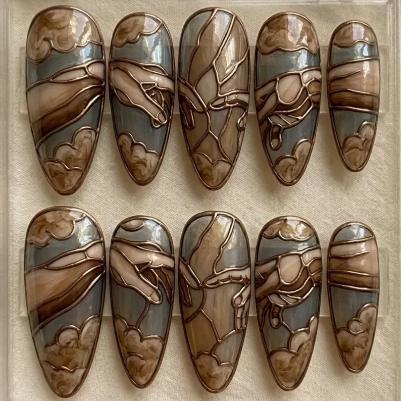press on nails, custom press on nails, fake nails, Nails Art, stained glass nails, gold press on nails, 3d press on nails, luxury press on nails, handmade press on nails