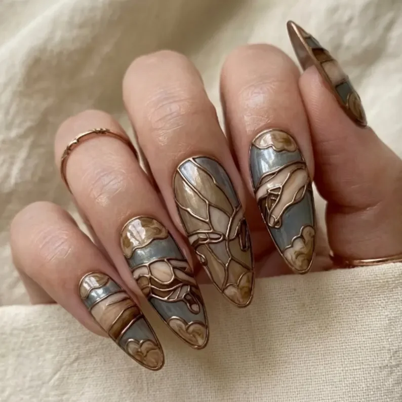 press on nails, custom press on nails, fake nails, Nails Art, stained glass nails, gold press on nails, 3d press on nails, luxury press on nails, handmade press on nails