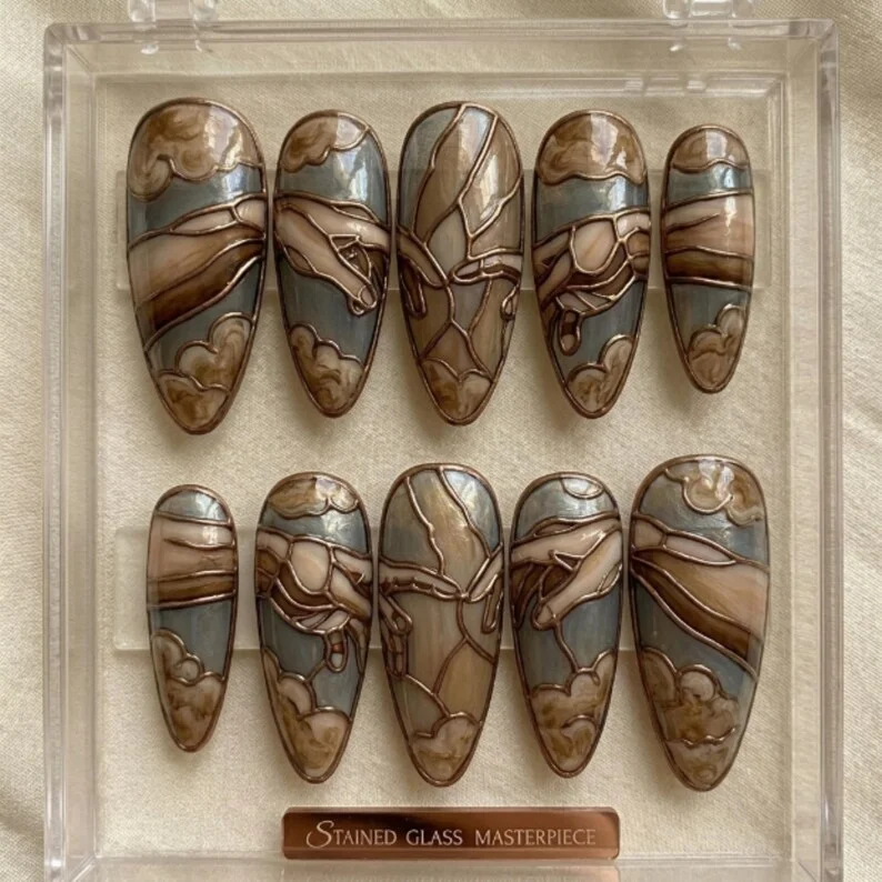 press on nails, custom press on nails, fake nails, Nails Art, stained glass nails, gold press on nails, 3d press on nails, luxury press on nails, handmade press on nails
