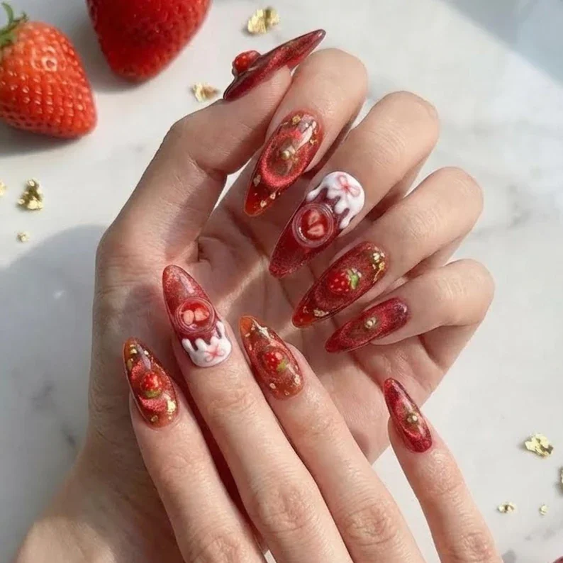 red velvet nails, cat eye nail art, press on nails, custom press on nails, fake nails, Nails Art, stained glass nails, gold press on nails, 3d press on nails, luxury press on nails, handmade press on nails