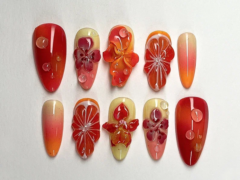 press on nails, custom press on nails, fake nails, Nails Art, stained glass nails, gold press on nails, 3d press on nails, luxury press on nails, handmade press on nails