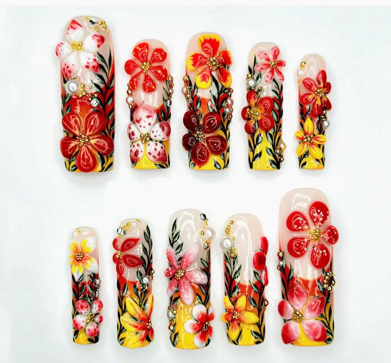 press on nails, custom press on nails, fake nails, Nails Art, stained glass nails, gold press on nails, 3d press on nails, luxury press on nails, handmade press on nails
