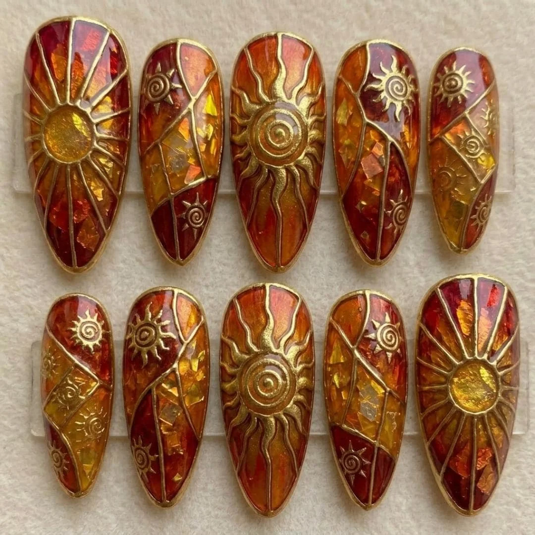 press on nails, custom press on nails, fake nails, Nails Art, stained glass nails, gold press on nails, 3d press on nails, luxury press on nails, handmade press on nails