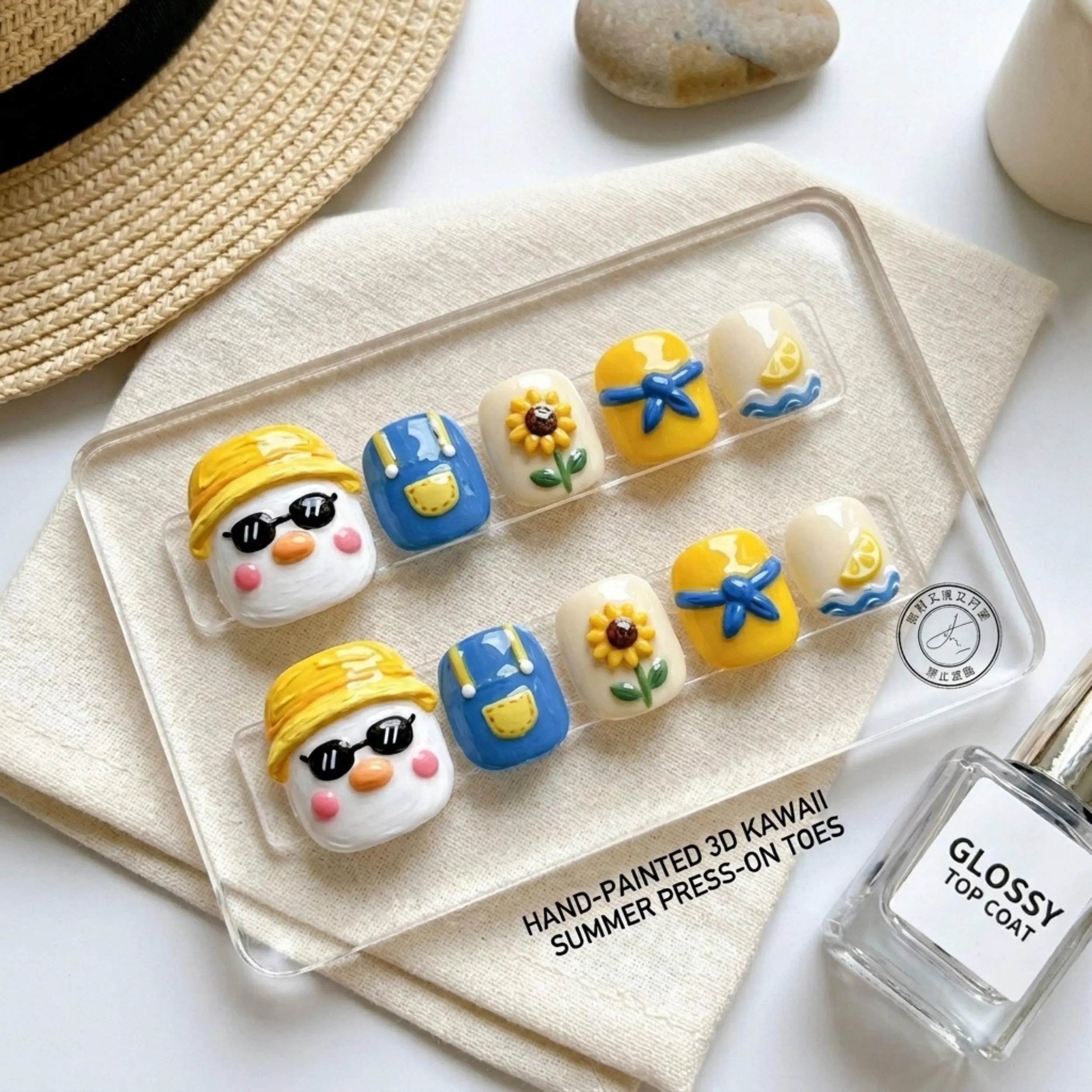 3D kawaii, summer press on toes, press on nails, custom press on nails, fake nails, Nails Art, stained glass nails, gold press on nails, 3d press on nails, luxury press on nails, handmade press on nails