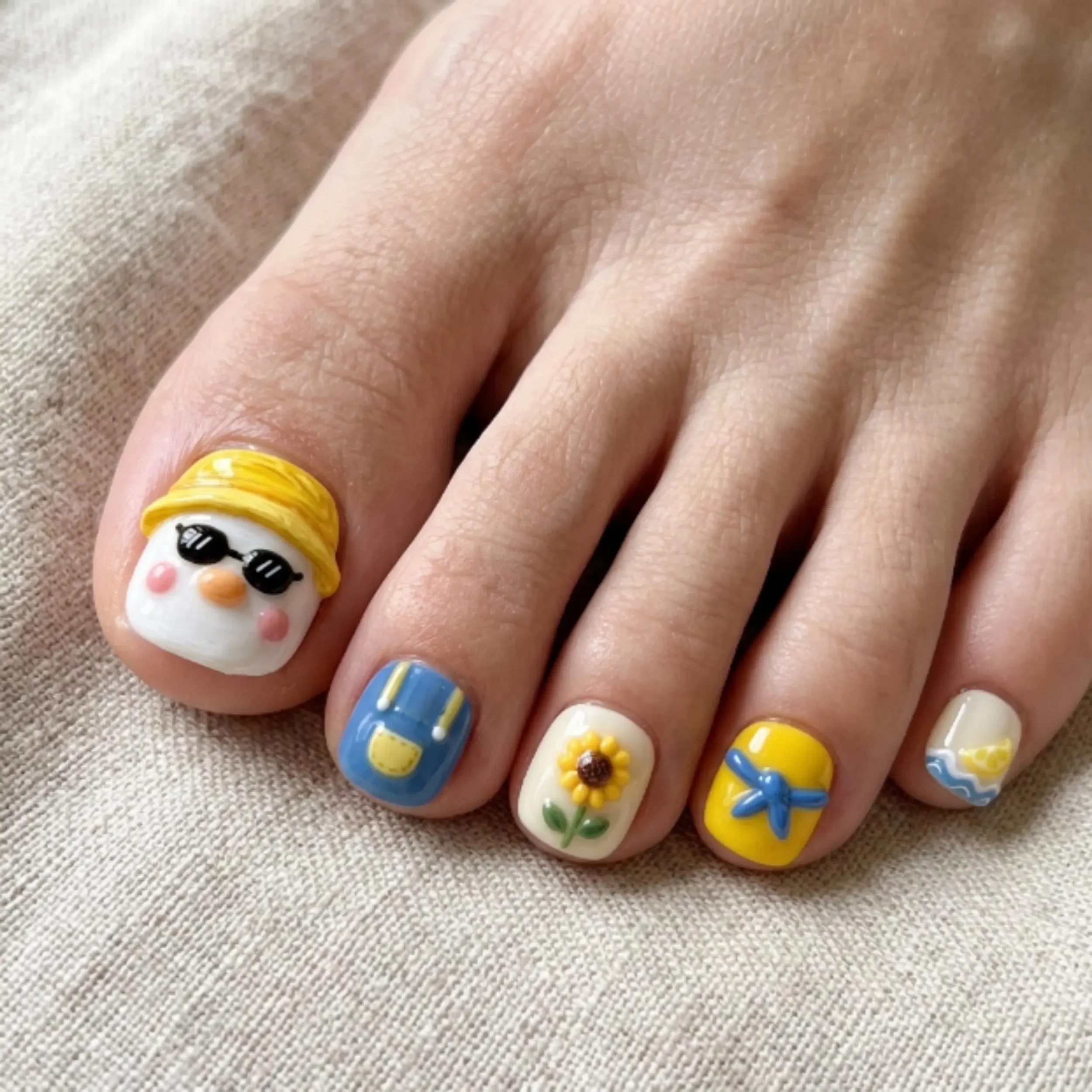 summer press on toes, yellow sunflower, press on nails, custom press on nails, fake nails, Nails Art, stained glass nails, gold press on nails, 3d press on nails, luxury press on nails, handmade press on nails