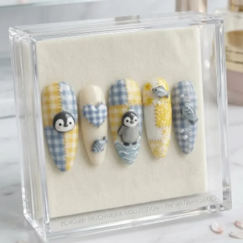 patchwork press on nails, 3D hand painted nails, press on nails, custom press on nails, fake nails, Nails Art, stained glass nails, gold press on nails, 3d press on nails, luxury press on nails, handmade press on nails