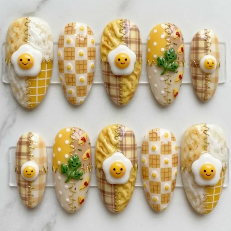 hand-painted 3D nails, press on nails, custom press on nails, fake nails, Nails Art, stained glass nails, gold press on nails, 3d press on nails, luxury press on nails, handmade press on nails