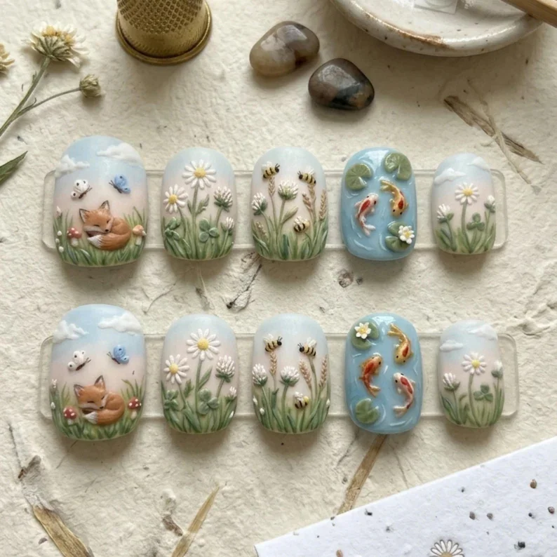 press on nails, custom press on nails, fake nails, Nails Art, stained glass nails, gold press on nails, 3d press on nails, luxury press on nails, handmade press on nails