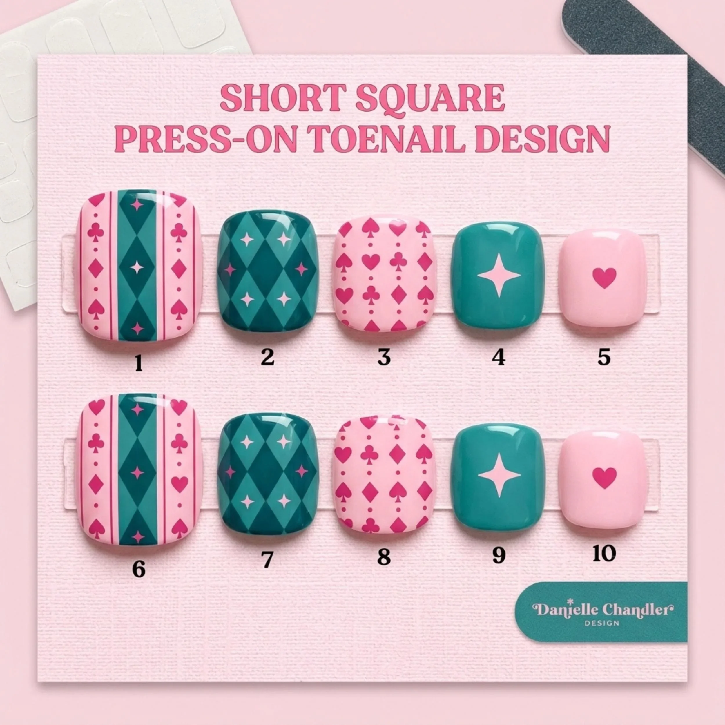 teal pink harlequin, graphic playing cards, press on nails, custom press on nails, fake nails, Nails Art, stained glass nails, gold press on nails, 3d press on nails, luxury press on nails, handmade press on nails