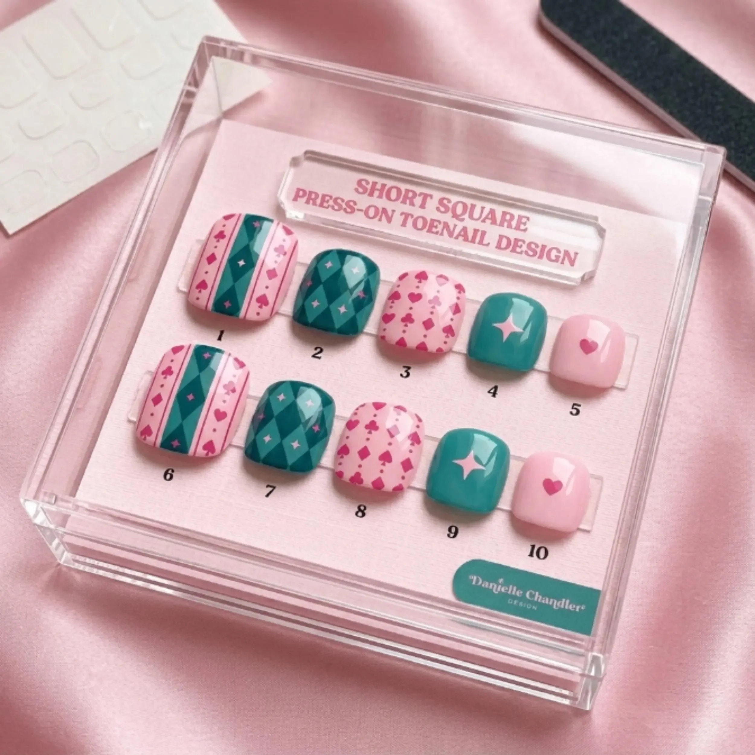 teal pink harlequin, graphic playing cards, press on nails, custom press on nails, fake nails, Nails Art, stained glass nails, gold press on nails, 3d press on nails, luxury press on nails, handmade press on nails