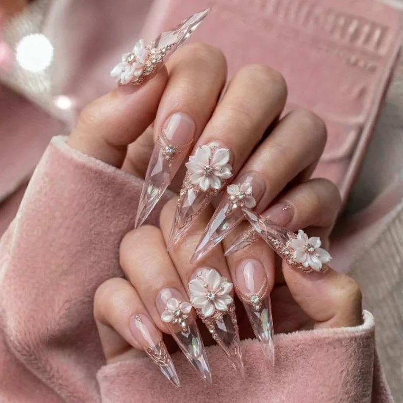 crystal palace nails, 3D bridal nails, press on nails, custom press on nails, fake nails, Nails Art, stained glass nails, gold press on nails, 3d press on nails, luxury press on nails, handmade press on nails