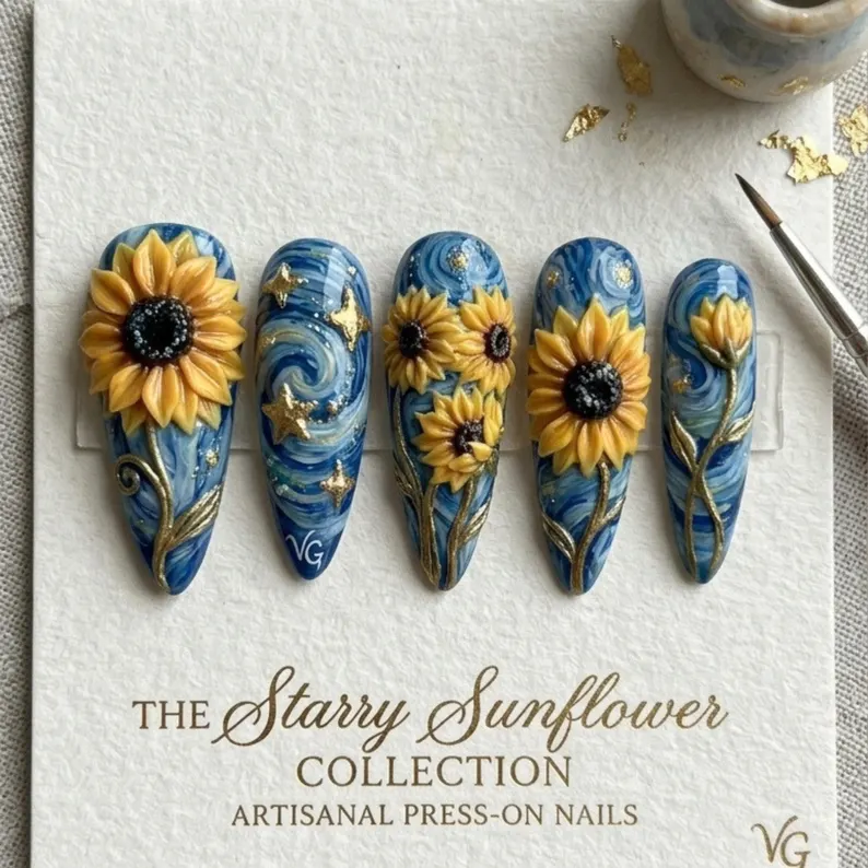 hand-painted nails, 3D floral, press on nails, custom press on nails, fake nails, Nails Art, stained glass nails, gold press on nails, 3d press on nails, luxury press on nails, handmade press on nails