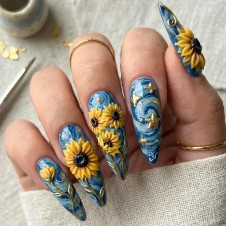 3D floral, press on nails, custom press on nails, fake nails, Nails Art, stained glass nails, gold press on nails, 3d press on nails, luxury press on nails, handmade press on nails