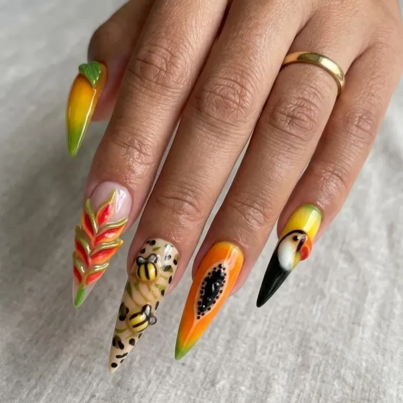 leopard print nails, luxury vacation nails, press on nails, custom press on nails, fake nails, Nails Art, stained glass nails, gold press on nails, 3d press on nails, luxury press on nails, handmade press on nails