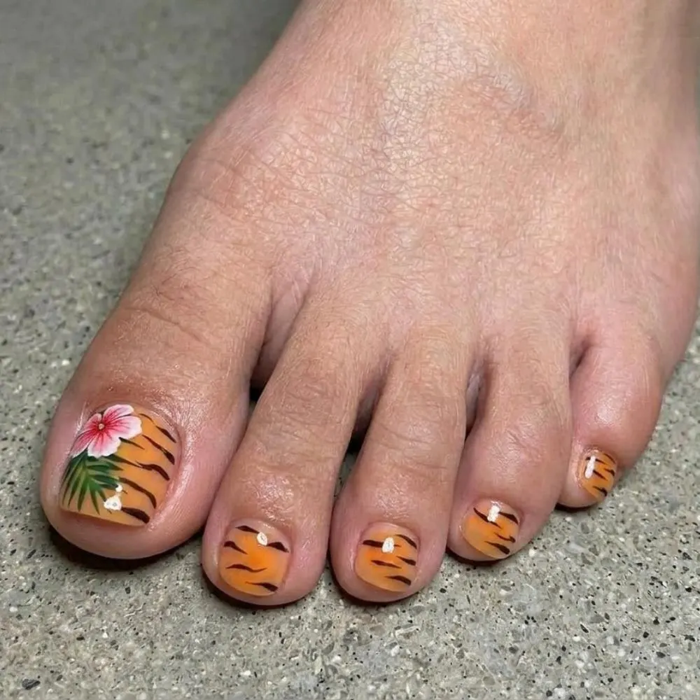 tropical tiger press, fake nails, press on nails, custom press on nails, Nails Art, stained glass nails, gold press on nails, 3d press on nails, luxury press on nails, handmade press on nails