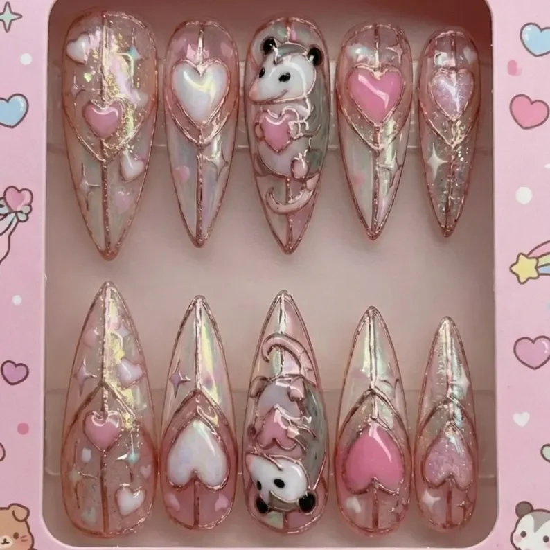 Stained glass nails, Press on nail set, press on nails, custom press on nails, fake nails, Nails Art, stained glass nails, gold press on nails, 3d press on nails, luxury press on nails, handmade press on nails