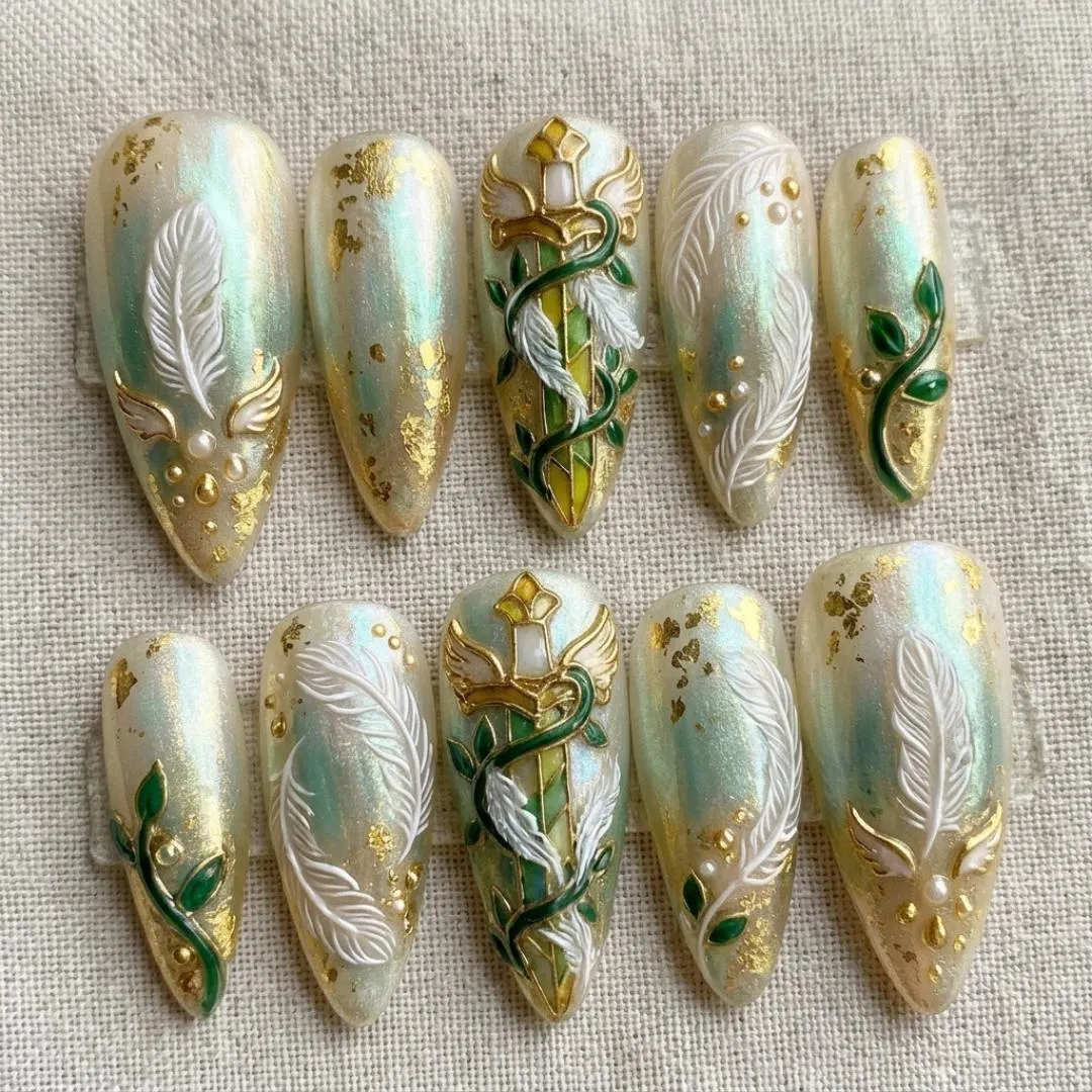 press on nails, custom press on nails, fake nails, Nails Art, stained glass nails, gold press on nails, 3d press on nails, luxury press on nails, handmade press on nails
