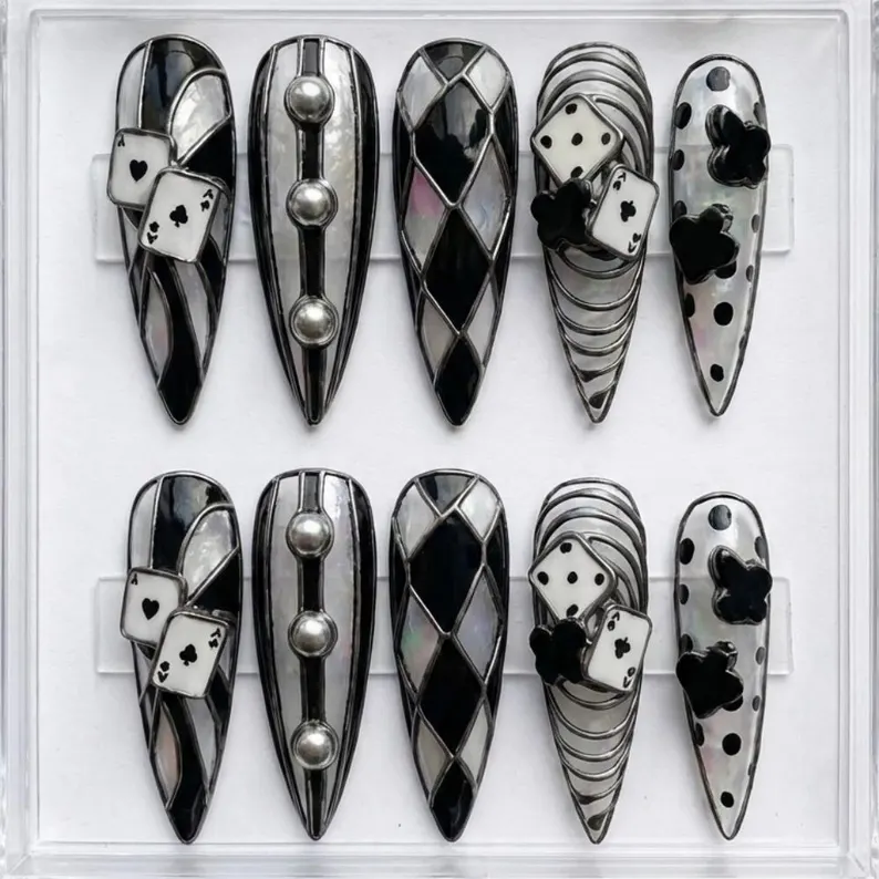 stained glass nails, casino themed nails, press on nails, custom press on nails, fake nails, Nails Art, gold press on nails, 3d press on nails, luxury press on nails, handmade press on nails