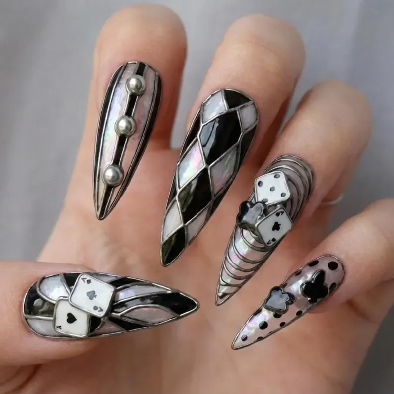iridescent press on, art deco nails, press on nails, custom press on nails, fake nails, Nails Art, stained glass nails, gold press on nails, 3d press on nails, luxury press on nails, handmade press on nails