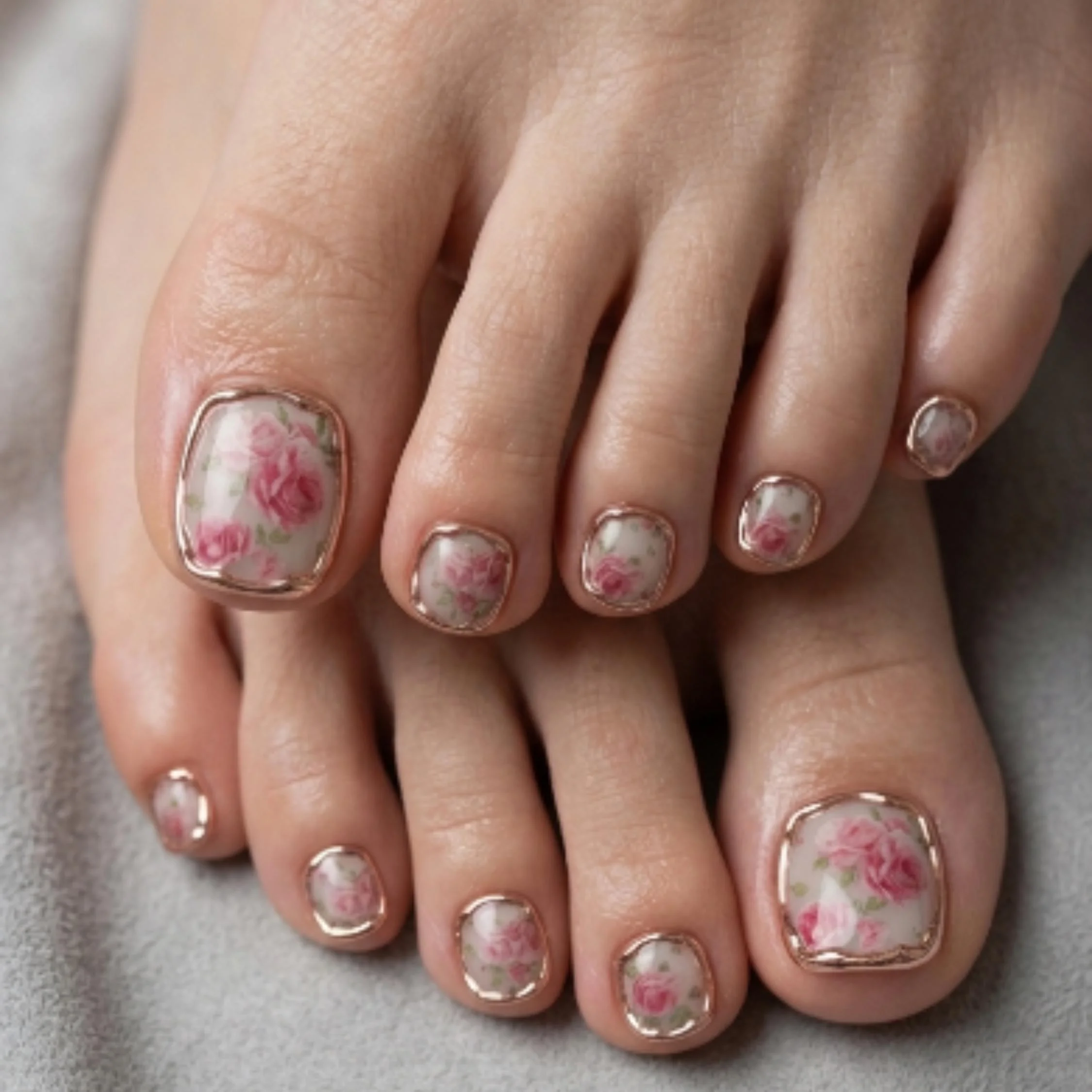 Victorian Rose, Press On Toes, press on nails, custom press on nails, fake nails, Nails Art, stained glass nails, gold press on nails, 3d press on nails, luxury press on nails, handmade press on nails