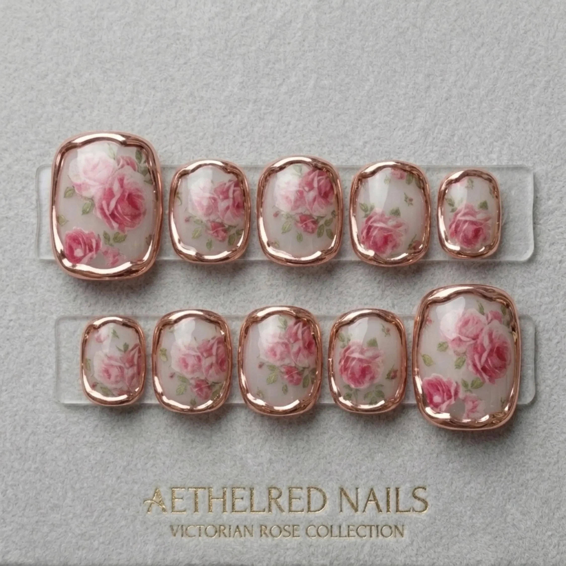 Floral Design, Victorian Rose, press on nails, custom press on nails, fake nails, Nails Art, stained glass nails, gold press on nails, 3d press on nails, luxury press on nails, handmade press on nails