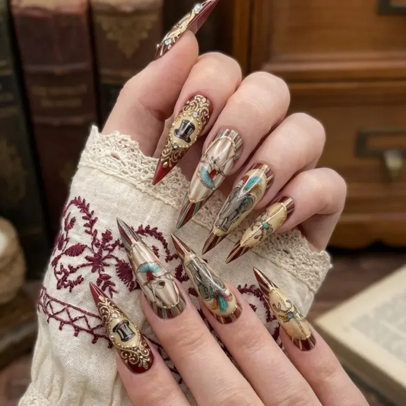 press on nails, trapeze nail art, custom press on nails, fake nails, Nails Art, stained glass nails, gold press on nails, 3d press on nails, luxury press on nails, handmade press on nails