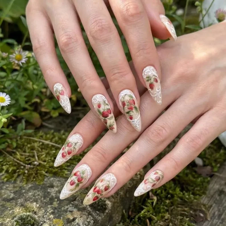 press on nails, berry coquette, custom press on nails, fake nails, Nails Art, stained glass nails, gold press on nails, 3d press on nails, luxury press on nails, handmade press on nails