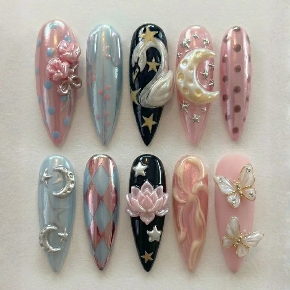 press on nails, celestial nail art, custom press on nails, fake nails, Nails Art, stained glass nails, gold press on nails, 3d press on nails, luxury press on nails, handmade press on nails