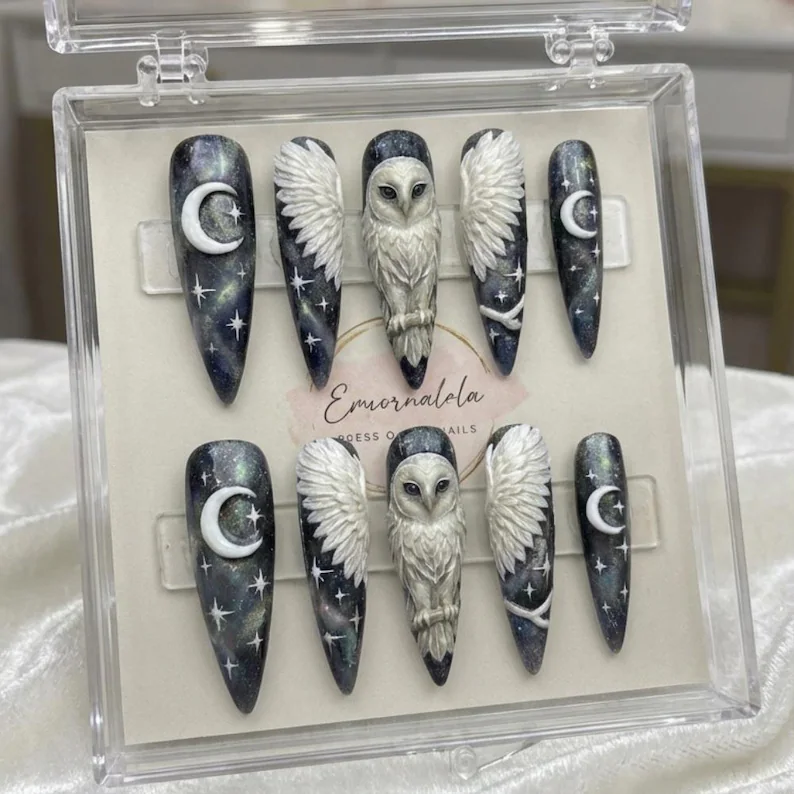 luxury 3d nails, mystical galaxy design, press on nails, custom press on nails, fake nails, Nails Art, stained glass nails, gold press on nails, 3d press on nails, luxury press on nails, handmade press on nails