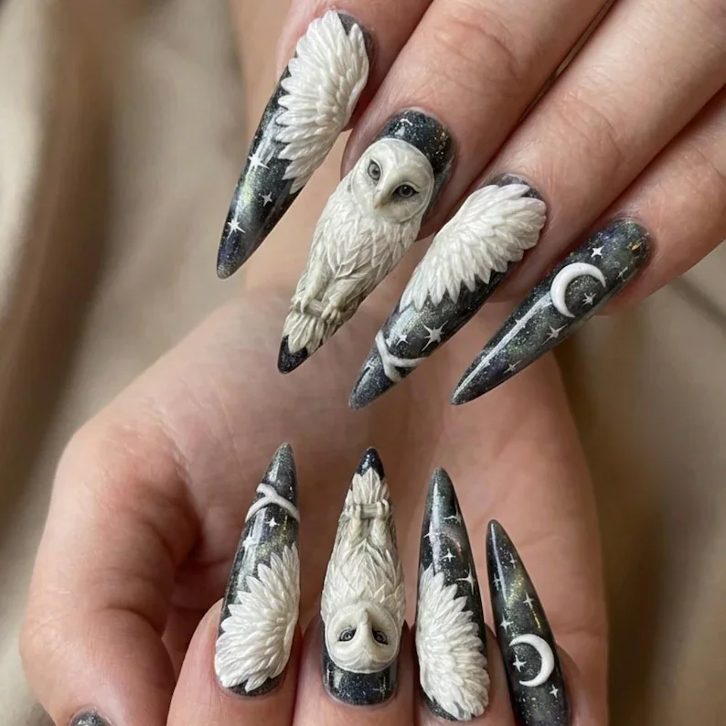 luxury 3d nails, mystical galaxy design, press on nails, custom press on nails, fake nails, Nails Art, stained glass nails, gold press on nails, 3d press on nails, luxury press on nails, handmade press on nails