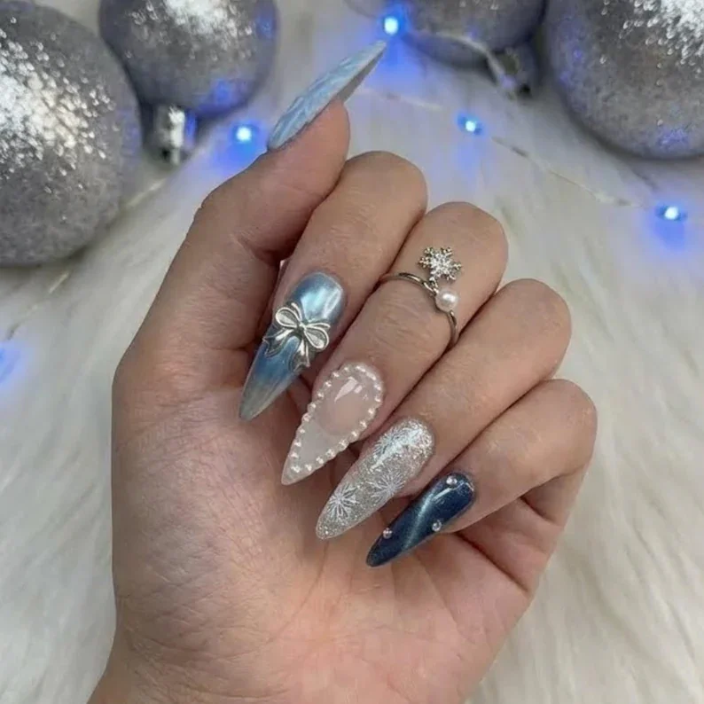 press on nails, winter nail design, custom press on nails, fake nails, Nails Art, stained glass nails, gold press on nails, 3d press on nails, luxury press on nails, handmade press on nails