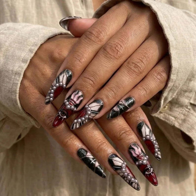 press on nails, custom press on nails, fake nails, Nails Art, stained glass nails, gold press on nails, 3d press on nails, luxury press on nails, handmade press on nails