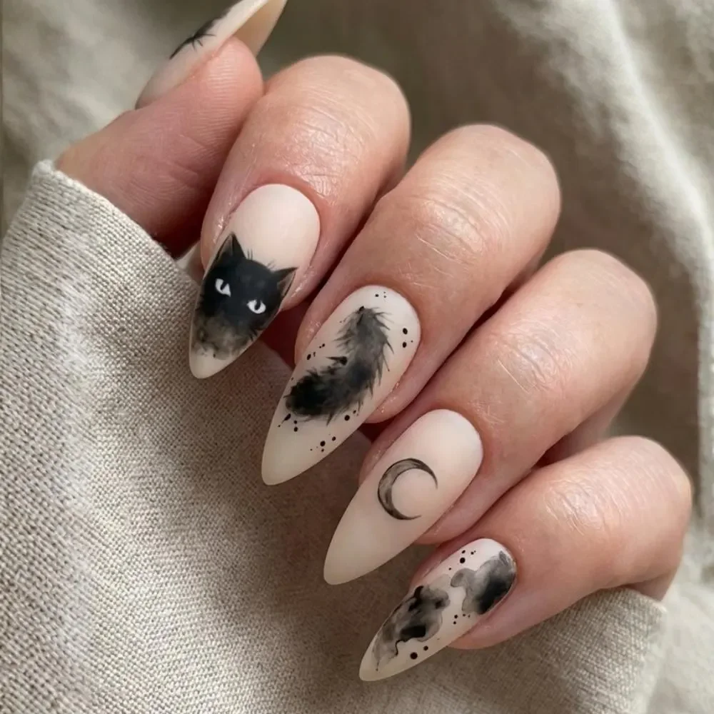 hand painted, watercolor ink, press on nails, custom press on nails, fake nails, Nails Art, stained glass nails, gold press on nails, 3d press on nails, luxury press on nails, handmade press on nails
