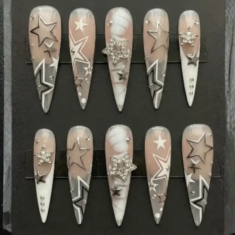 press on nails, custom press on nails, fake nails, Nails Art, stained glass nails, gold press on nails, 3d press on nails, luxury press on nails, handmade press on nails