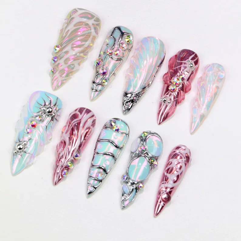press on nails, custom press on nails, fake nails, Nails Art, stained glass nails, gold press on nails, 3d press on nails, luxury press on nails, handmade press on nails