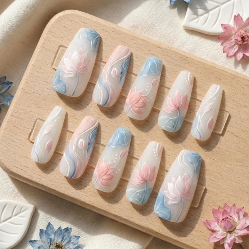 matte floral, wedding nails, press on nails, custom press on nails, fake nails, Nails Art, stained glass nails, gold press on nails, 3d press on nails, luxury press on nails, handmade press on nails