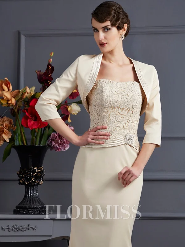 Elastic Woven Satin 3/4 Sleeves Special Occasion Wrap