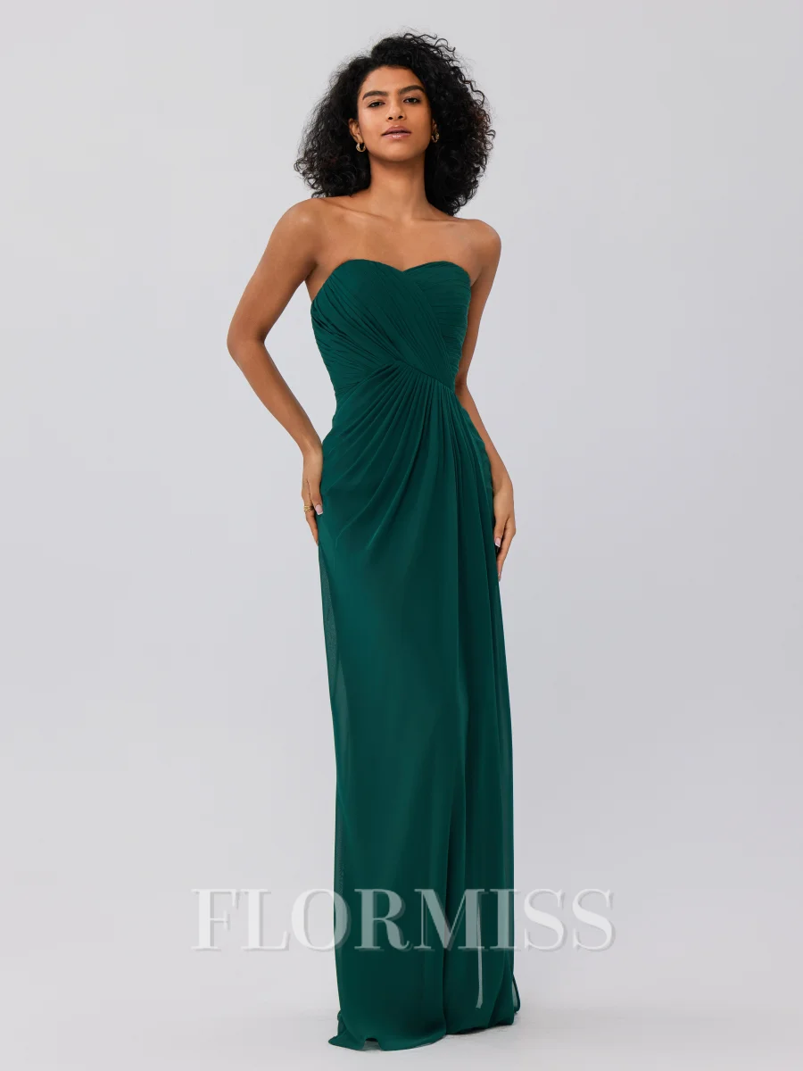 A-Line/Princess Chiffon Ruffles Sweetheart Sleeveless Floor-Length Bridesmaid Dresses