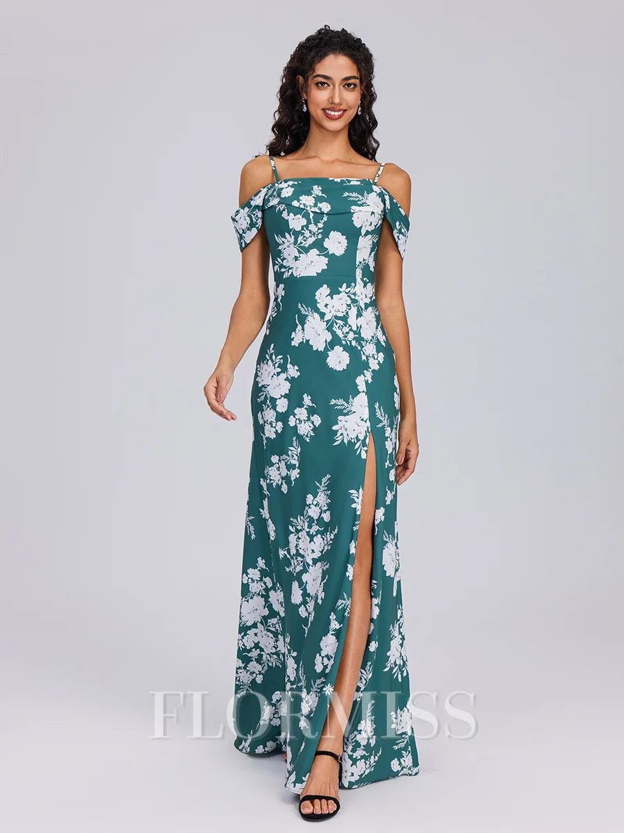 Sheath Pleated Floor-Length Convertible Bridesmaid Dress