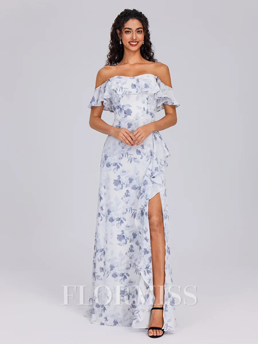 A-line Ruffles Floor-Length Chiffon Convertible Bridesmaid Dress